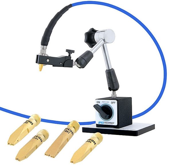 Coaxial RF probes and articulated positioner from Pasternack.