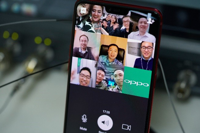 5G video call with Oppo smartphone.
