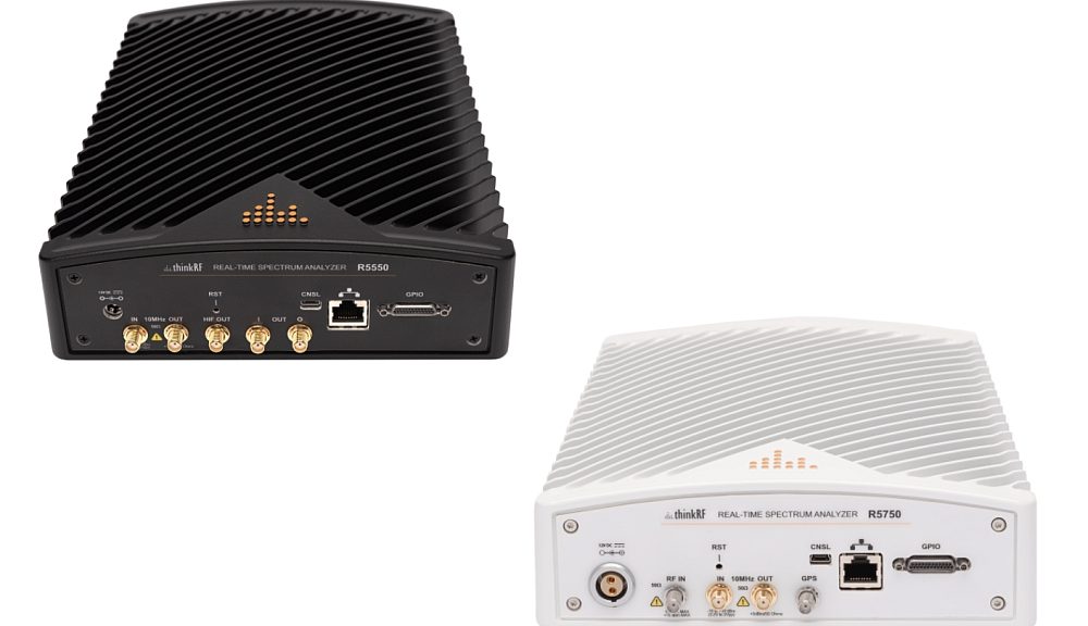 ThinkRF's R5550 and R5750 real-time spectrum analyzers.