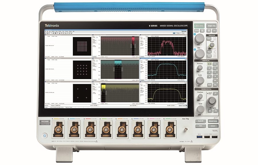 Tektronix's SignalVu Spectrum Analyzer software operating on an MSO 6 Series oscilloscope